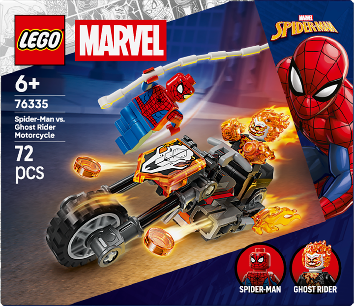 Zestaw klocków LEGO Super Heroes Marvel Spider-Man kontra Ghost Rider na motocyklu 72 elementy (76335) - obraz 1