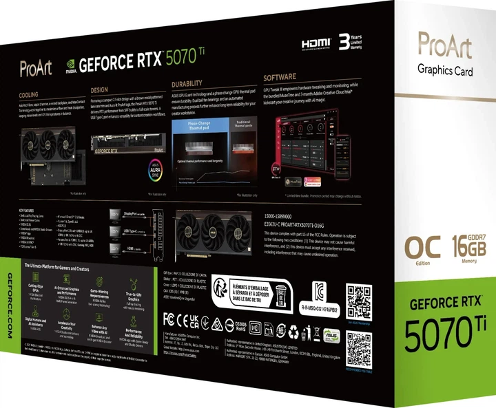 Відеокарта ASUS PCI-Ex GeForce RTX 5070 Ti ProArt OC 16GB GDDR7 (256bit) (2610/28000) (HDMI, 3 x DisplayPort, USB Type-C) (90YV0NR0-M0NA00) - зображення 19