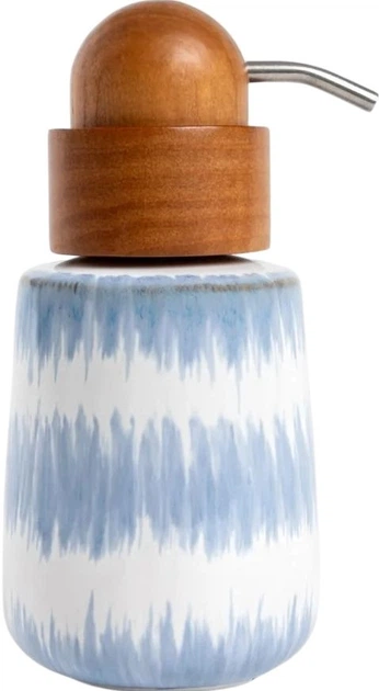 Dozownik Homla Nodo z drewnianą pompką 8.5 x 18 cm Błękitny (237878) - obraz 2