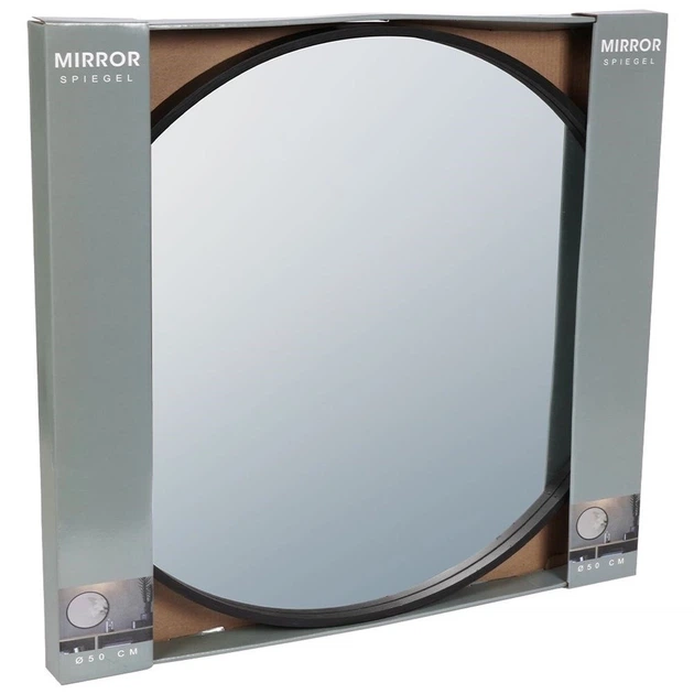 Lustro ścienne Vilde 569290 Okrągłe drewniane 50 cm Czarne (5904316404420) - obraz 6