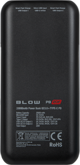 Powerbank Blow PB20F 20000mAh 20W Black (5900804146674) - obraz 4