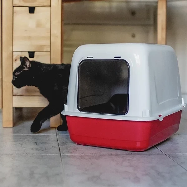 Закритий туалет для кішок Ferplast Ariel 10 Home 47х36х35 см Червоний (72068099) - зображення 4
