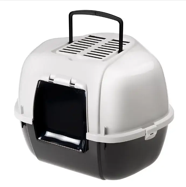 Закритий кутовий туалет для кішок Ferplast Mika 57.5х51.5х42 см Чорний (72038099) - зображення 5