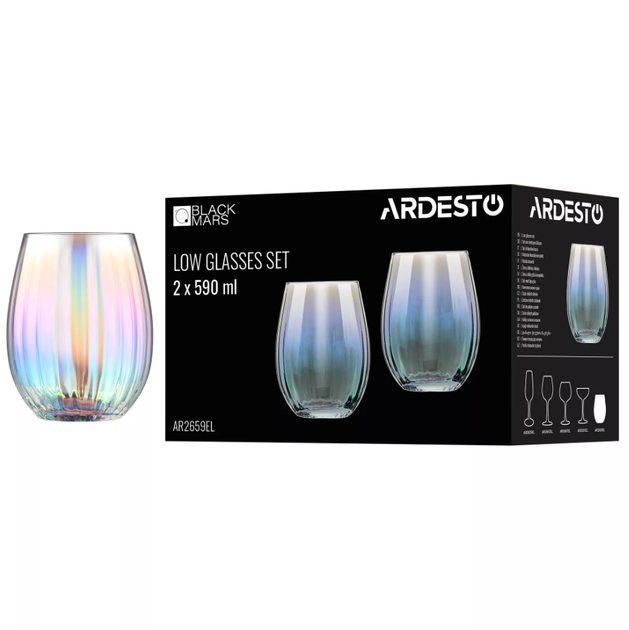 Набір склянок низьких 590 мл 2 шт Ardesto Black Mars Zenith AR2659EL - Фото 2 Набір склянок низьких 590 мл 2 шт Ardesto Black Mars Zenith AR2659EL - зображення 2