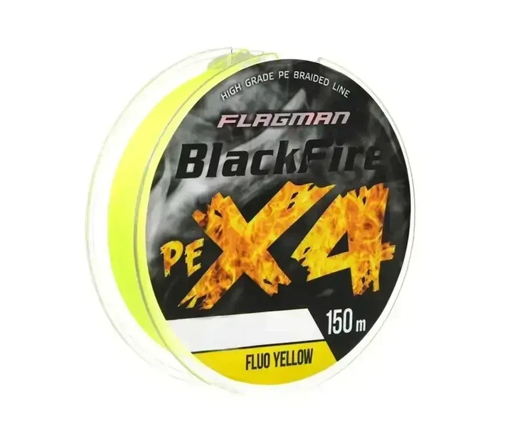 Рибальський шнур Flagman Blackfire PE X-4 0.23 мм 11.4 кг 150м Fluo Yellow - Фото 2 Рибальський шнур Flagman Blackfire PE X-4 0.23 мм 11.4 кг 150м Fluo Yellow - зображення 2