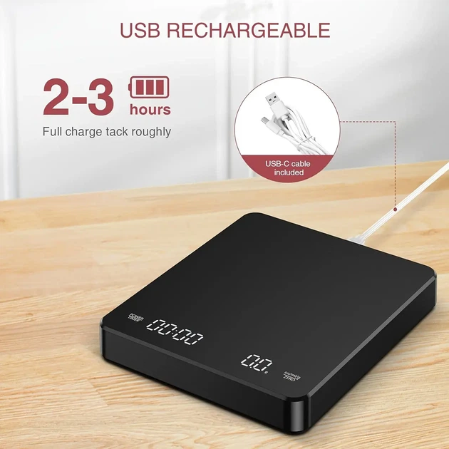 Кухонные весы до 3 кг 0.1 г с USB-C зарядкой | Цифровые электронные весы с тарой и подсветкой - изображение 8