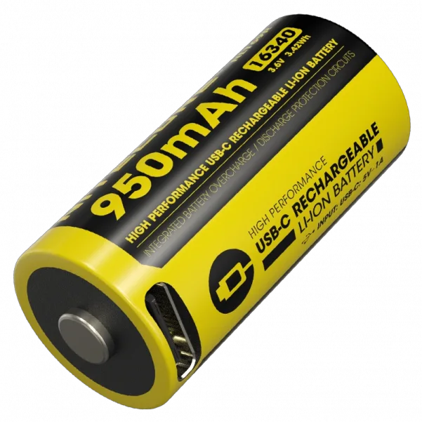 Акумулятор Li-Ion 16340 (RCR123A) Nitecore NL169R 950mAh 3.6V USB-C із захистом (Чорно-жовтий) HDSYR_499 - Фото 1 Акумулятор Li-Ion 16340 (RCR123A) Nitecore NL169R 950mAh 3.6V USB-C із захистом (Чорно-жовтий) HDSYR_499 - зображення 1