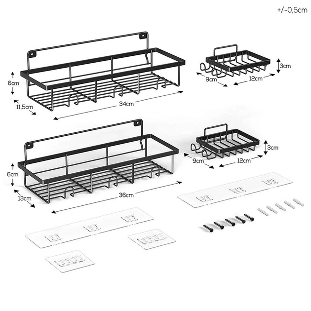 Набір полиць для душу Vilde 569735 металеві 4 шт Чорний (5904316465179) - зображення 3