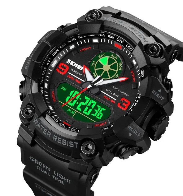 Мужские армейские наручные часы Skmei 1818 Красный HDSYR_599 - изображение 2