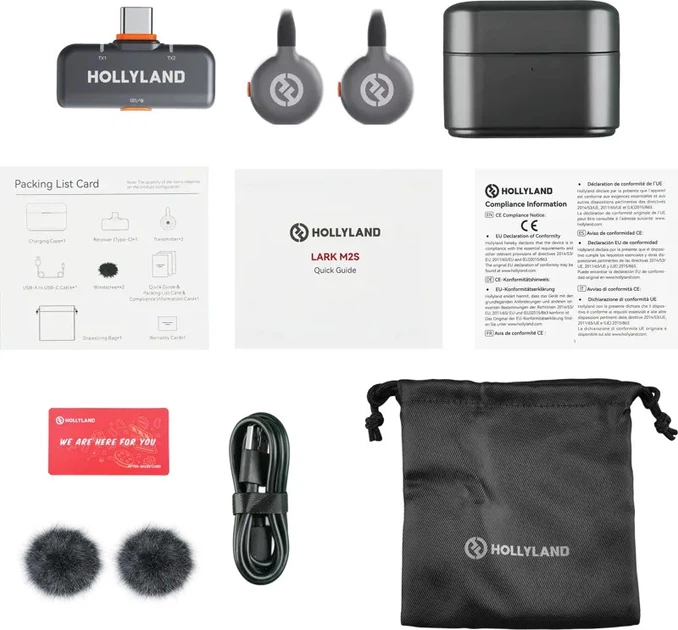 Бездротовий петличний мікрофон Hollyland Lark M2S Duo Lavalier з роз'ємом USB-C Space Gray (6976068117551) - зображення 2