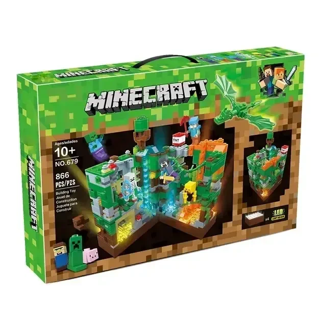 Конструктор LED Майнкрафт Minecraft Битва в джунглях 866 деталей Деревня, замок, ферма + человечки + свет - Фото 1 Конструктор LED Майнкрафт Minecraft Битва в джунглях 866 деталей Деревня, замок, ферма + человечки + свет - изображение 1