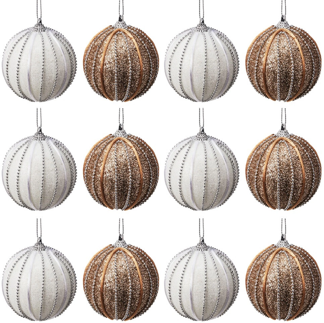 Набір ялинкових кульок Home & Styling Collection 839496 ударостійкі 8 см 12 шт (8721037540292) - зображення 1