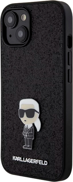 Etui Karl Lagerfeld Fixed Glitter Ikonik Logo Metal Pin do Apple iPhone 15/14/13 Black (KLHCP15SGKNPSK) - obraz 1