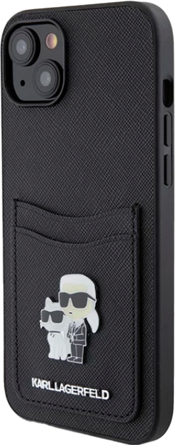 Etui Karl Lagerfeld Saffiano Cardslot Karl&Choupette Metal Pin do Apple iPhone 15/14/13 Black (KLHCP15SSAPKCNPK) - obraz 1