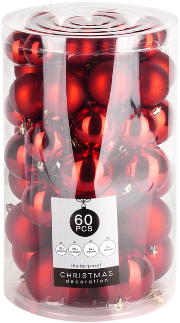 Zestaw bombek choinkowych Home & Styling Collection 839502 nietłukące 4 / 5 / 6 / 7 cm 60 szt (8721037697200) - obraz 1