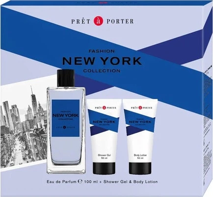 Zestaw męski Coty Pret A Porter Fashion Man New York Woda kolońska 100 ml + Żel pod prysznic 50 ml + Balsam do ciała 50 ml (3616305886828) - obraz 1
