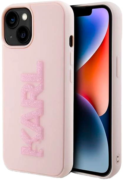 Etui Karl Lagerfeld 3D Rubber Glitter Logo do Apple iPhone 15/14/13  Pink (KLHCP15S3DMBKCP) - obraz 1