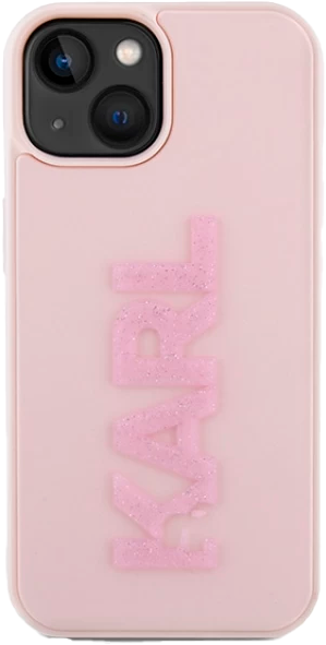 Etui Karl Lagerfeld 3D Rubber Glitter Logo do Apple iPhone 15/14/13  Pink (KLHCP15S3DMBKCP) - obraz 3