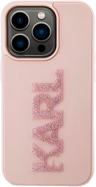 Etui Karl Lagerfeld 3D Rubber Glitter Logo do Apple iPhone 15 Pro Pink (KLHCP15L3DMBKCP) - obraz 2