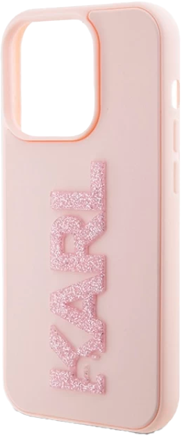 Etui Karl Lagerfeld 3D Rubber Glitter Logo do Apple iPhone 15 Pro Max Pink (KLHCP15X3DMBKCP) - obraz 4