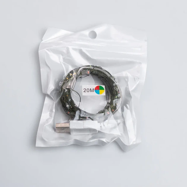 Гирлянда роса USB 20 метров 200 led мультиколор гирлянда капля росы на зеленой проволке - изображение 10