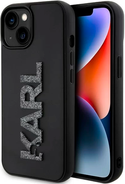 Etui Karl Lagerfeld 3D Rubber Glitter Logo do Apple iPhone 15/14/13  Black (KLHCP15S3DMBKCK) - obraz 1