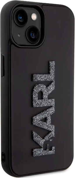 Etui Karl Lagerfeld 3D Rubber Glitter Logo do Apple iPhone 15/14/13  Black (KLHCP15S3DMBKCK) - obraz 3