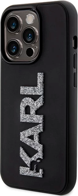 Etui Karl Lagerfeld 3D Rubber Glitter Logo do Apple iPhone 15 Pro Max Black (KLHCP15X3DMBKCK) - obraz 1