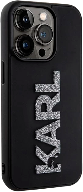 Etui Karl Lagerfeld 3D Rubber Glitter Logo do Apple iPhone 15 Pro Max Black (KLHCP15X3DMBKCK) - obraz 3