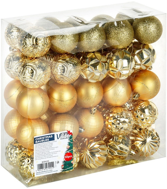 Набір ялинкових кульок Vilde 839435 ударостійкі 6 см 50 шт (5904316479251) - зображення 1