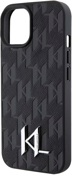 Etui Karl Lagerfeld Leather Monogram Hot Stamp Metal Logo do Apple iPhone 15/14/13  Black (KLHCP15SPKLPKLK) - obraz 6