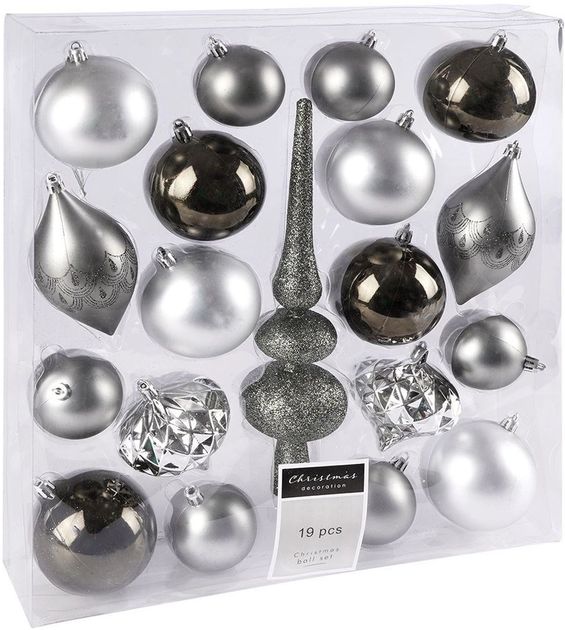 Набір ялинкових кульок Vilde 839140 ударостійкі 6-13 см 19 шт (8719987908095) - зображення 1