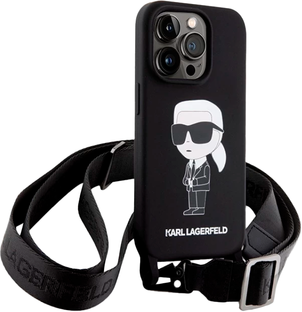 Etui Karl Lagerfeld Crossbody Ikonik do Apple iPhone 15 Pro Max Black (KLHCP15XSCBSKNK) - obraz 3