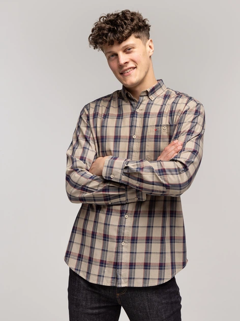 Koszula męska bawełniana w kratę Lee Cooper New Tenby-09Zk XL Beżowa (5905991747994) - obraz 4