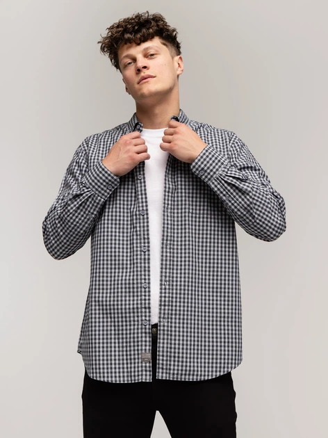 Koszula męska bawełniana w kratę Lee Cooper New Tenby-39Zk 2XL Szara (5905991748144) - obraz 4