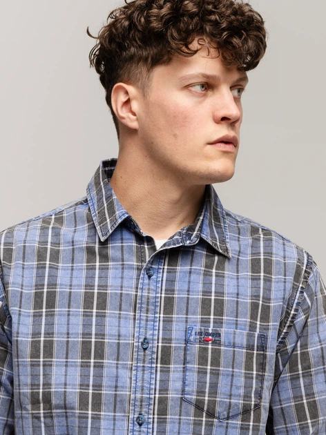 Koszula męska bawełniana w kratę Lee Cooper Will-2124 M Niebieska (5905991748465) - obraz 4