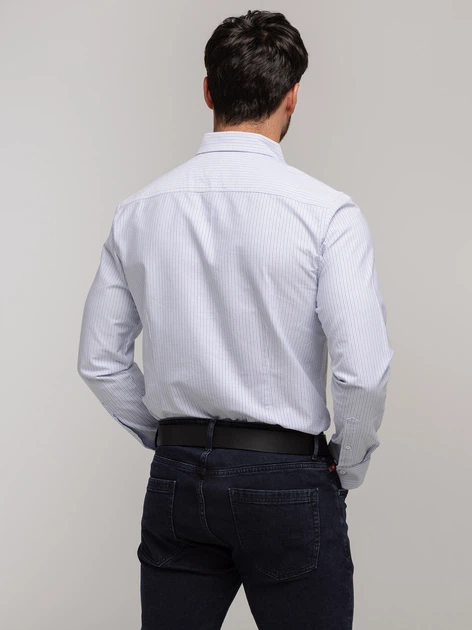 Koszula męska bawełniana w paski Lee Cooper Liam Oxford 2XL Biała (5905991751458) - obraz 2