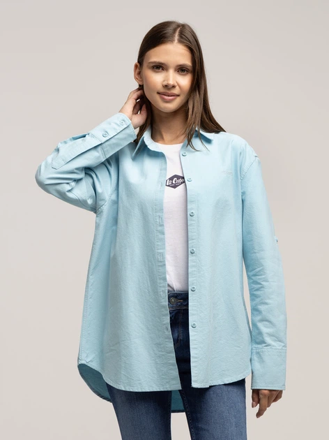 Koszula damska bawełniana Lee Cooper Lina Oxford L Błękitna (5905991751748) - obraz 4