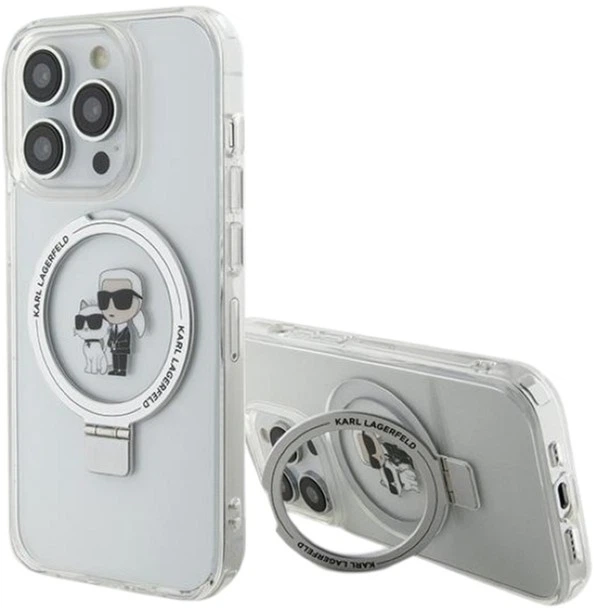 Etui Karl Lagerfeld Ring Stand Karl&Choupettte MagSafe do Apple iPhone 15 Pro White (KLHMP15LHMRSKCH) - obraz 1