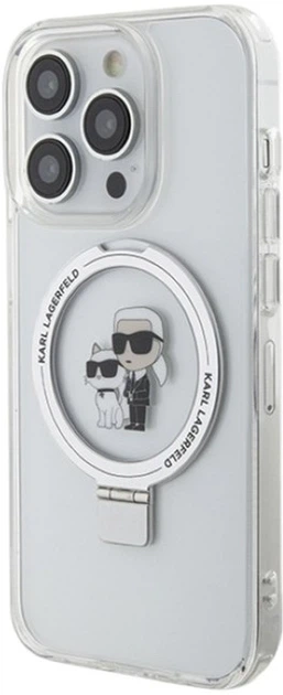Etui Karl Lagerfeld Ring Stand Karl&Choupettte MagSafe do Apple iPhone 15 Pro Max White (KLHMP15XHMRSKCH) - obraz 2