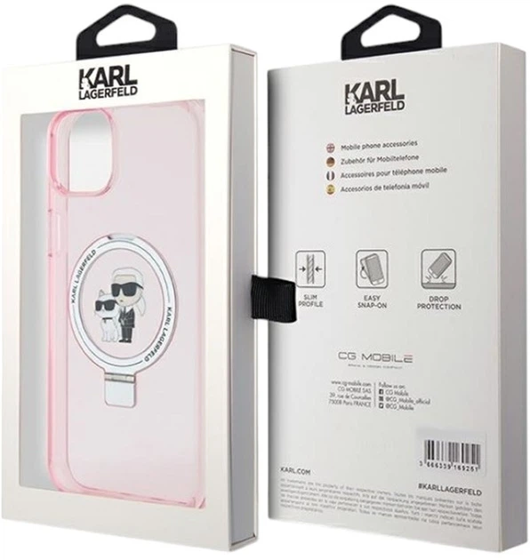 Etui Karl Lagerfeld Ring Stand Karl&Choupettte MagSafe do Apple iPhone 15/14/13 Pink (KLHMP15SHMRSKCP) - obraz 8