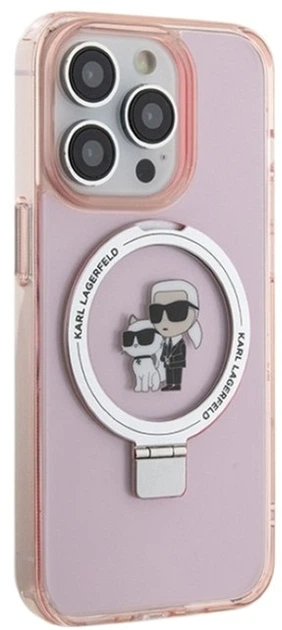 Etui Karl Lagerfeld Ring Stand Karl&Choupettte MagSafe do Apple iPhone 15 Pro Max Pink (KLHMP15XHMRSKCP) - obraz 4