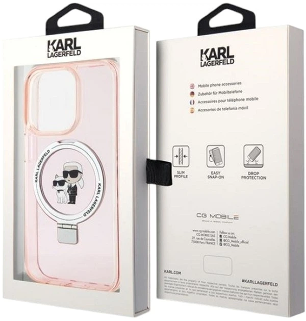 Etui Karl Lagerfeld Ring Stand Karl&Choupettte MagSafe do Apple iPhone 15 Pro Max Pink (KLHMP15XHMRSKCP) - obraz 7