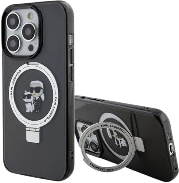 Etui Karl Lagerfeld Ring Stand Karl&Choupettte MagSafe do Apple iPhone 13 Pro Black (KLHMP13LHMRSKCK) - obraz 1
