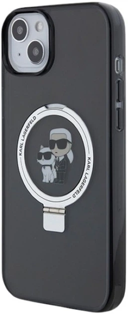 Etui Karl Lagerfeld Ring Stand Karl&Choupettte MagSafe do Apple iPhone 15/14/13 Black (KLHMP14SHMRSKCK) - obraz 2