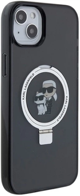 Etui Karl Lagerfeld Ring Stand Karl&Choupettte MagSafe do Apple iPhone 15 Plus/14 Plus Black (KLHMP15MHMRSKCK) - obraz 4