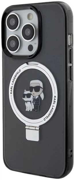Etui Karl Lagerfeld Ring Stand Karl&Choupettte MagSafe do Apple iPhone 15 Pro Max Black (KLHMP15XHMRSKCK) - obraz 2