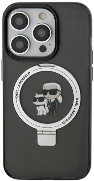 Etui Karl Lagerfeld Ring Stand Karl&Choupettte MagSafe do Apple iPhone 15 Pro Max Black (KLHMP15XHMRSKCK) - obraz 3