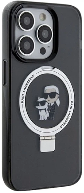 Etui Karl Lagerfeld Ring Stand Karl&Choupettte MagSafe do Apple iPhone 15 Pro Max Black (KLHMP15XHMRSKCK) - obraz 4