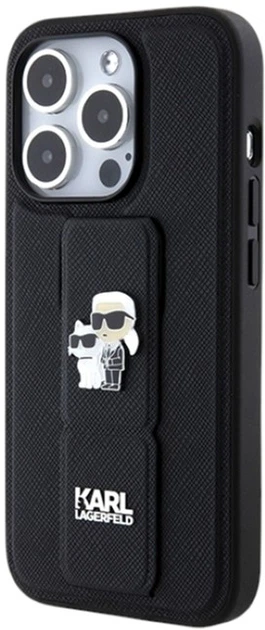 Etui Karl Lagerfeld Gripstand Saffiano Karl&Choupette Pin do Apple iPhone 15 Pro Black (KLHCP15LGSAKCPK) - obraz 2
